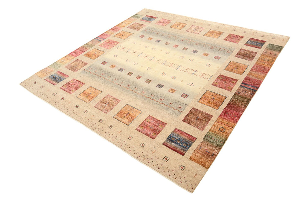 Gabbeh Teppich - Loribaft Indus quadratisch  - 202 x 204 cm - hellbeige