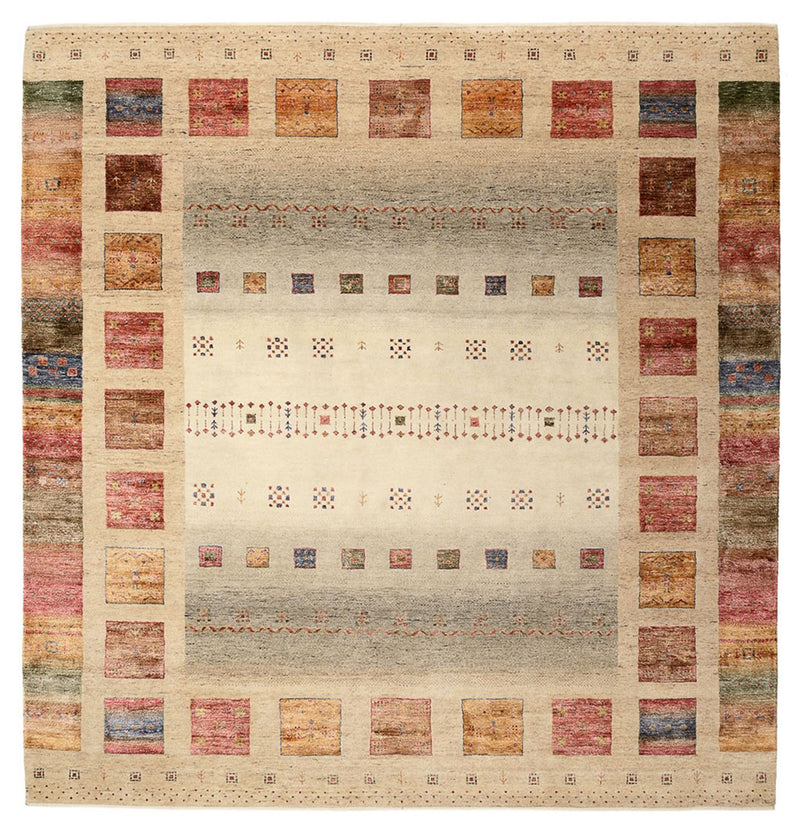 Gabbeh Teppich - Loribaft Indus quadratisch  - 249 x 253 cm - mehrfarbig