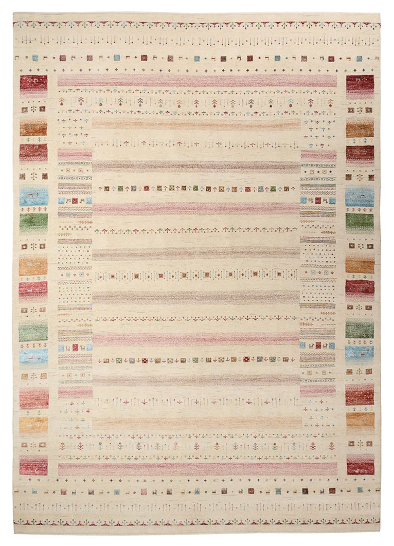 Gabbeh Teppich - Loribaft Indus - 251 x 356 cm - hellbeige