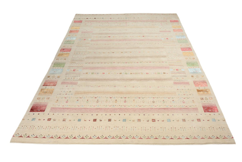 Gabbeh Teppich - Loribaft Indus - 251 x 356 cm - hellbeige