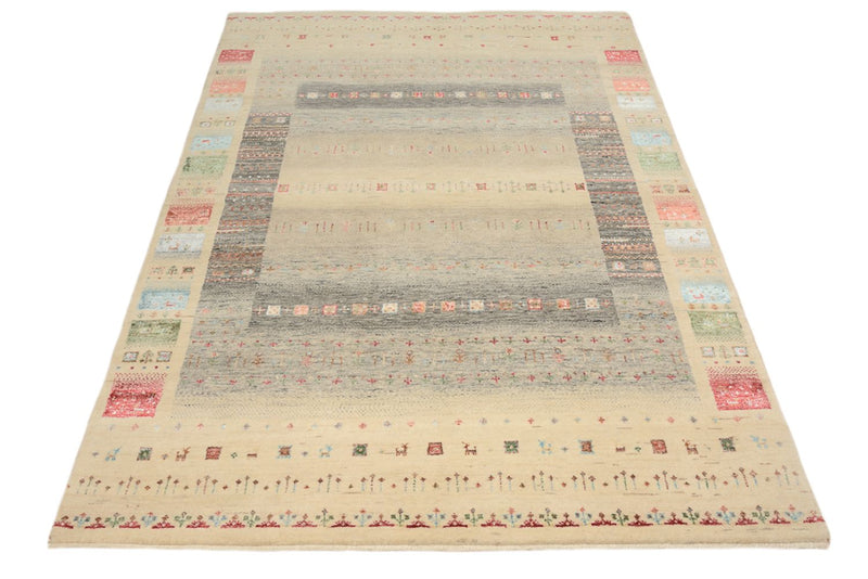 Gabbeh Teppich - Loribaft Indus - 146 x 204 cm - hellbeige