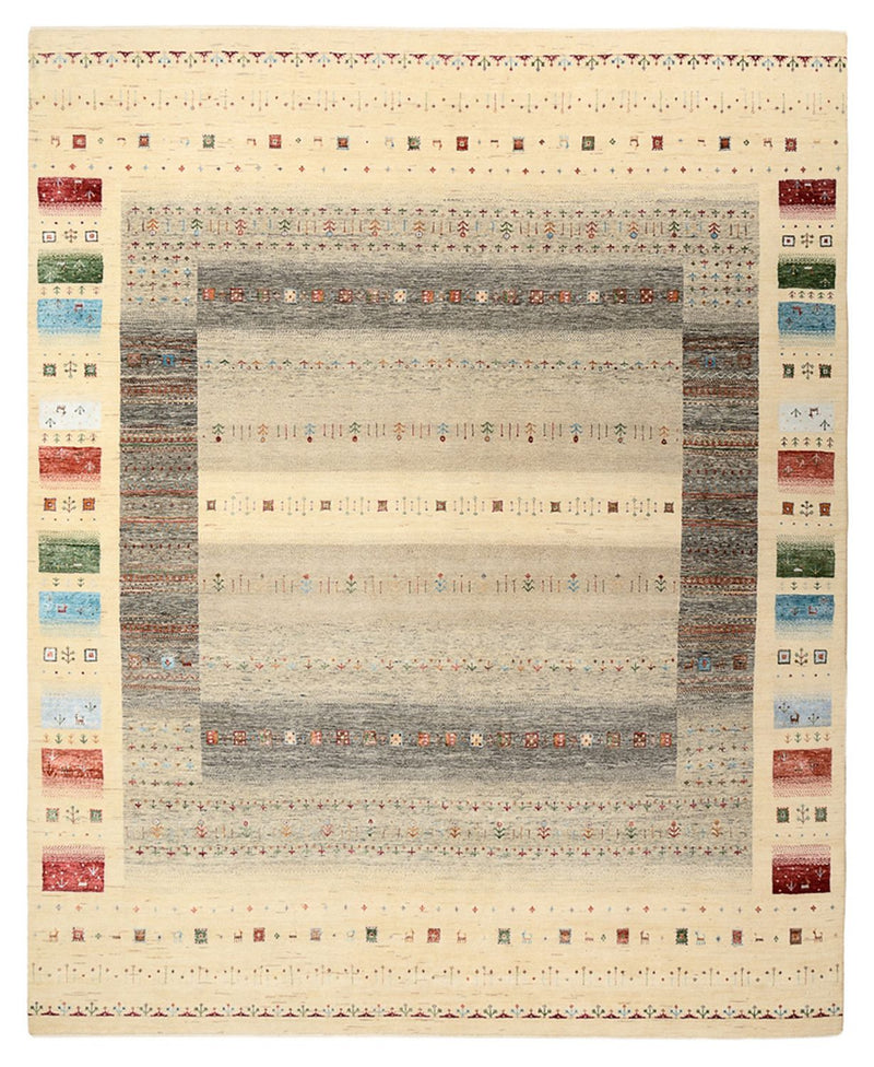 Gabbeh Teppich - Loribaft Indus - 251 x 304 cm - hellbeige