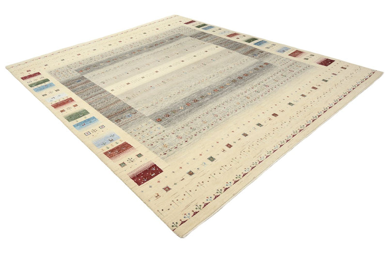 Gabbeh Teppich - Loribaft Indus - 251 x 304 cm - hellbeige