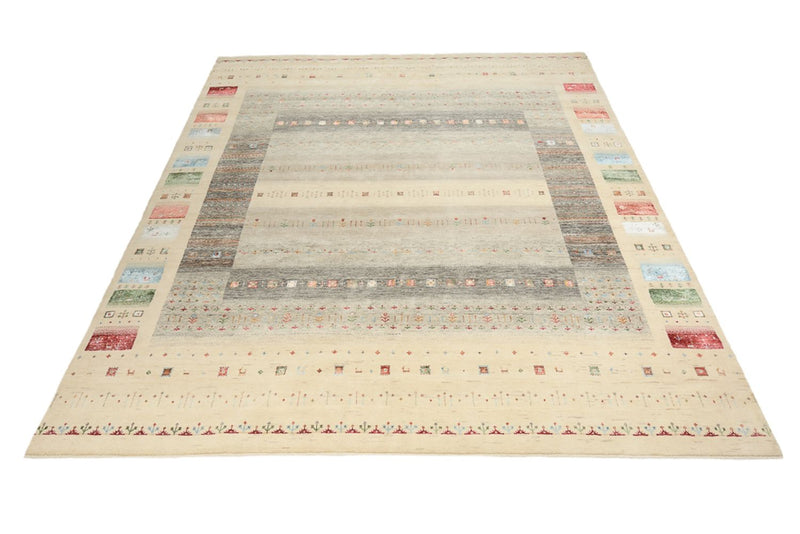 Gabbeh Teppich - Loribaft Indus - 251 x 304 cm - hellbeige