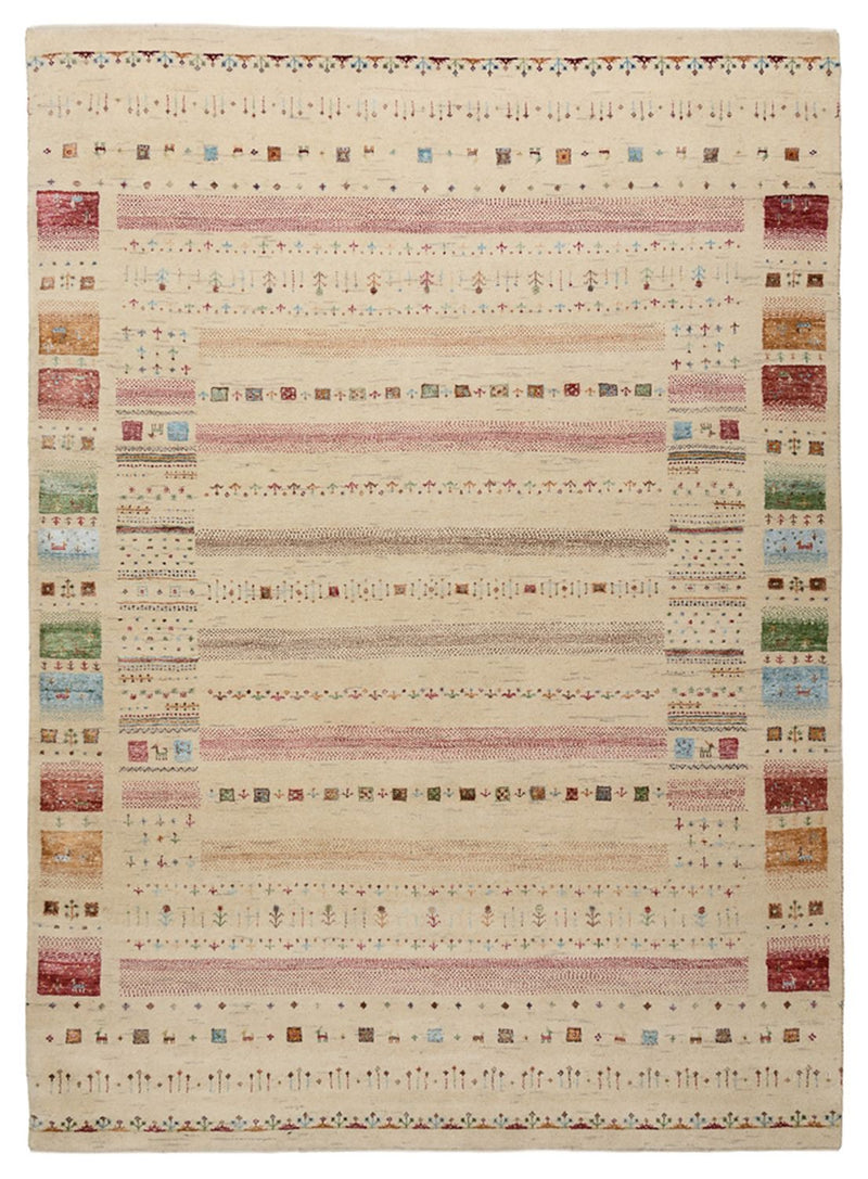 Gabbeh Teppich - Loribaft Indus - 174 x 239 cm - hellbeige