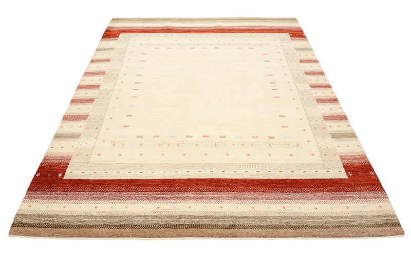 Indo Loribaft Teppich 175x240cm - Wollteppich - hellbeige