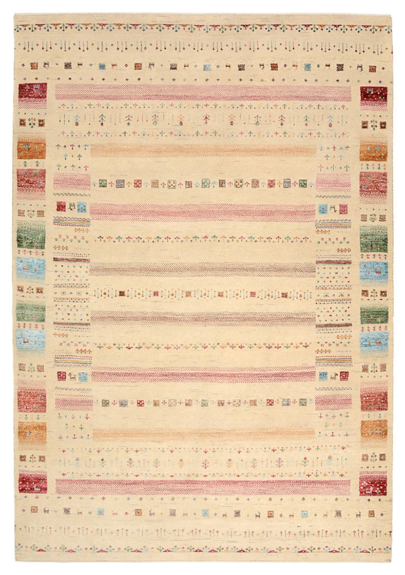 Indo Loribaft Teppich 171x246cm - Wollteppich - mehrfarbig