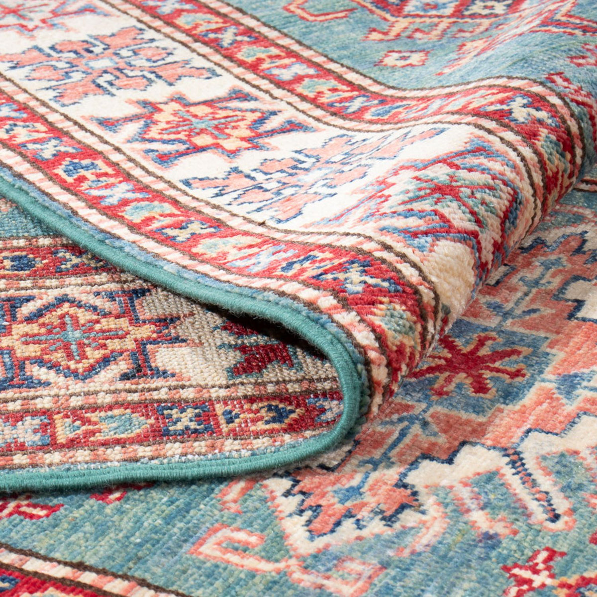 Kazak Teppich 80x326cm - Orientteppich - türkis