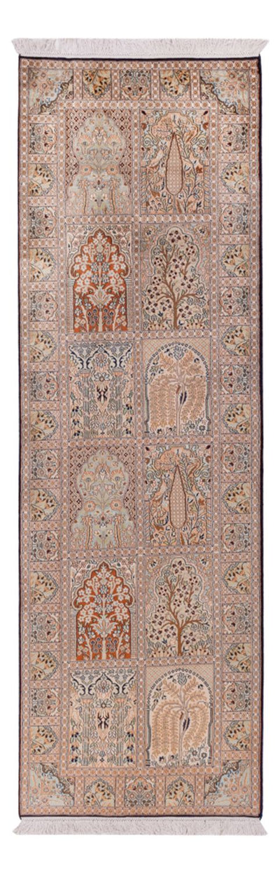 Kaschmir Seide Teppich 79x259cm - Orientteppich - beige