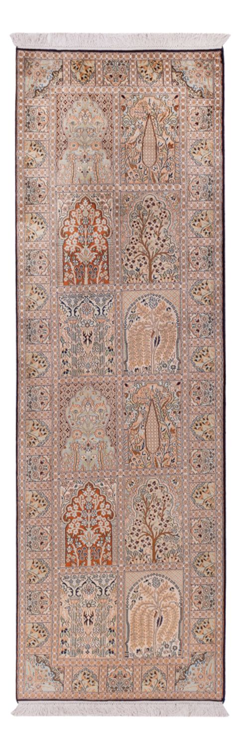 Kaschmir Seide Teppich 79x259cm - Orientteppich - beige