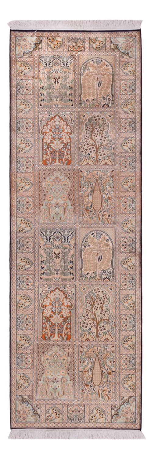 Kaschmir Seide Teppich 80x243cm - Orientteppich - beige