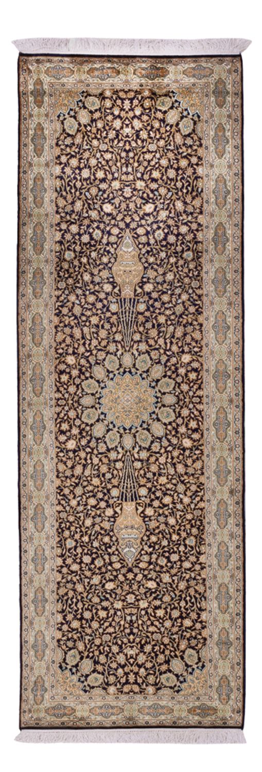Kaschmir Seide Teppich 81x255cm - Orientteppich - dunkelbeige