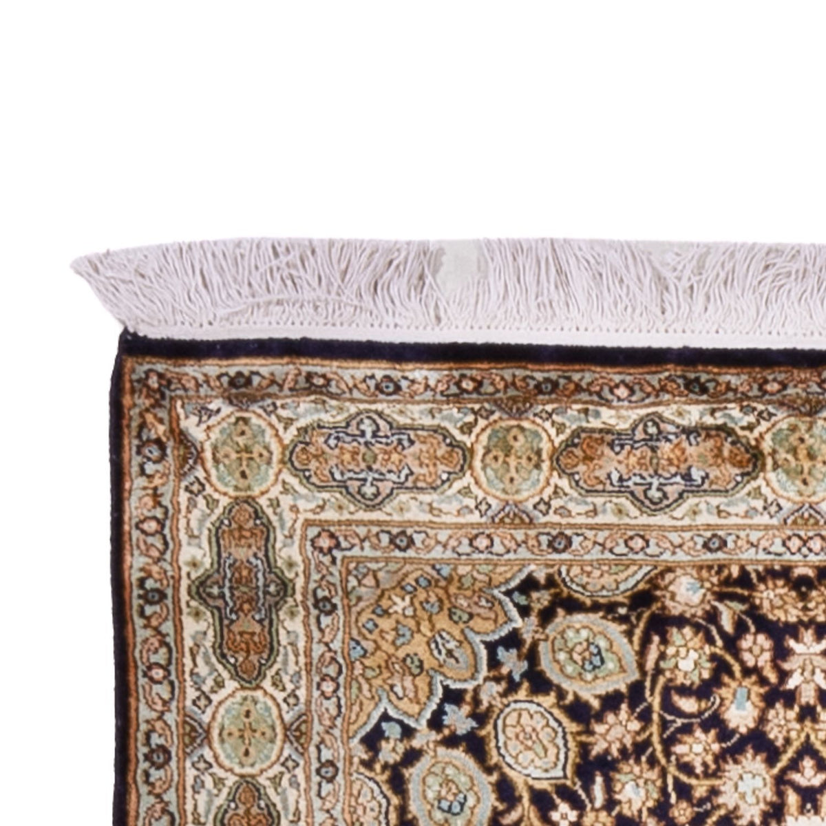Kaschmir Seide Teppich 81x255cm - Orientteppich - dunkelbeige