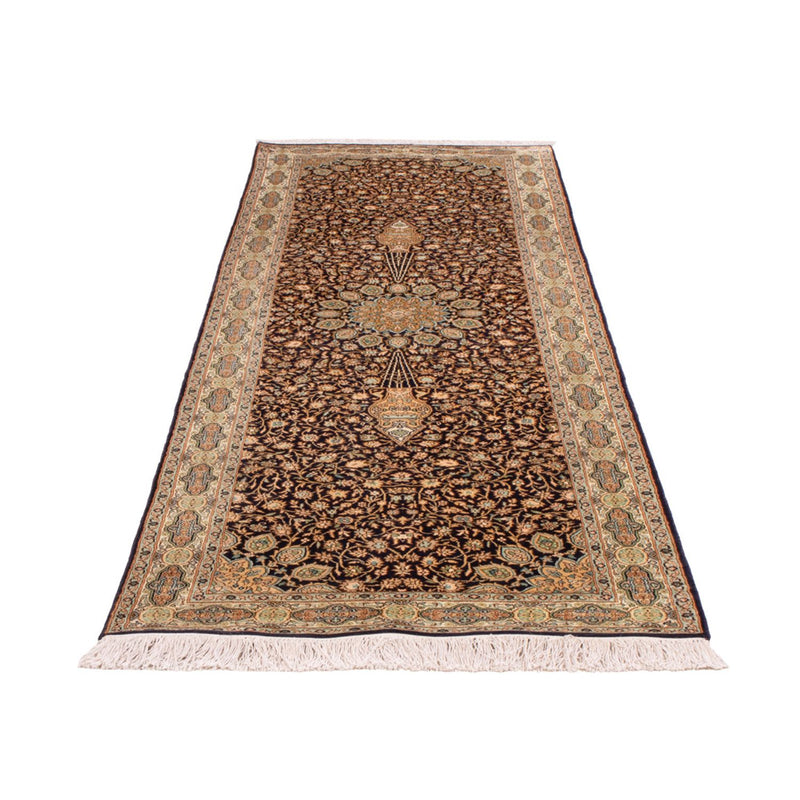 Kaschmir Seide Teppich 81x255cm - Orientteppich - dunkelbeige