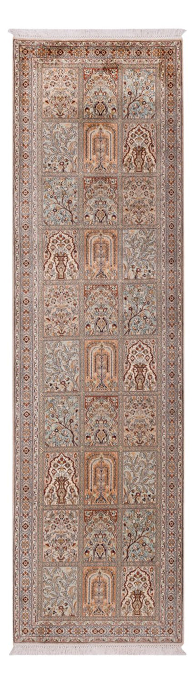 Kaschmir Seide Teppich 81x303cm - Orientteppich - dunkelbeige