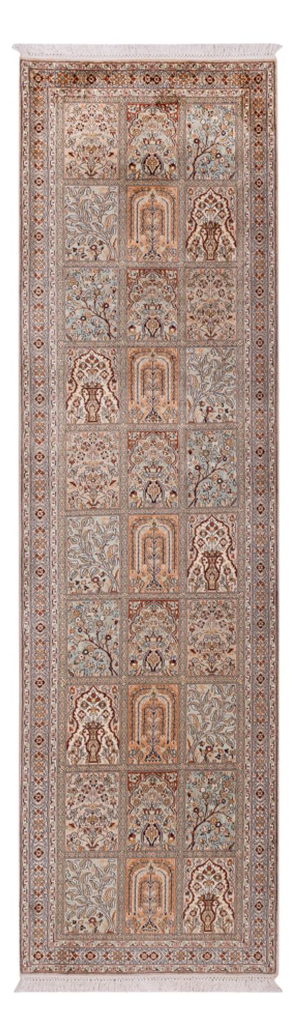 Kaschmir Seide Teppich 81x303cm - Orientteppich - dunkelbeige