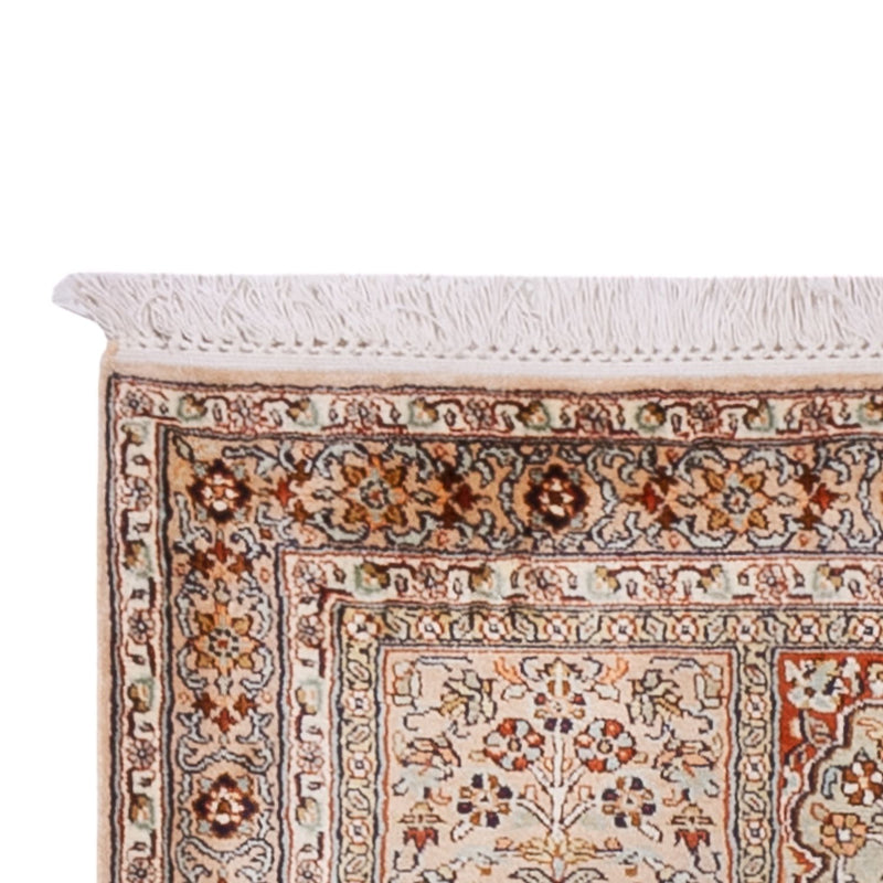 Kaschmir Seide Teppich 81x303cm - Orientteppich - dunkelbeige