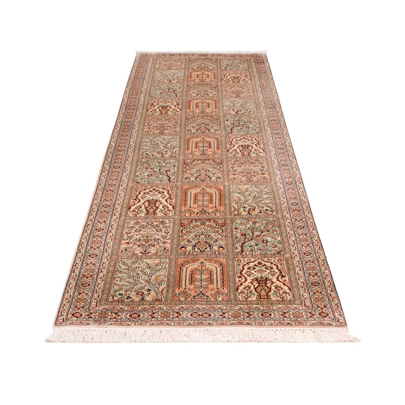 Kaschmir Seide Teppich 81x303cm - Orientteppich - dunkelbeige