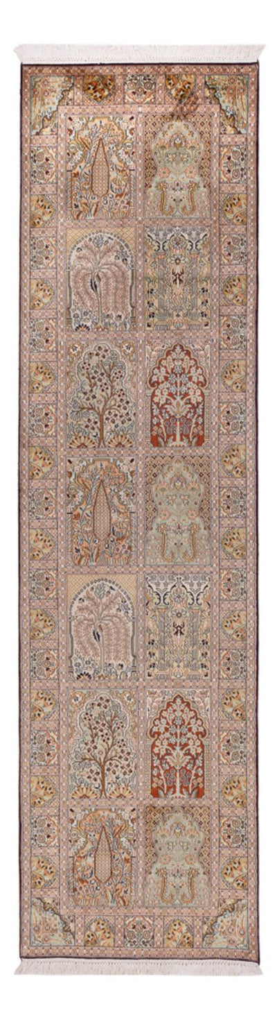 Kaschmir Seide Teppich 78x296cm - Orientteppich - dunkelbeige