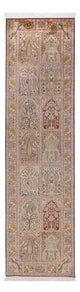 Kaschmir Seide Teppich 78x296cm - Orientteppich - dunkelbeige