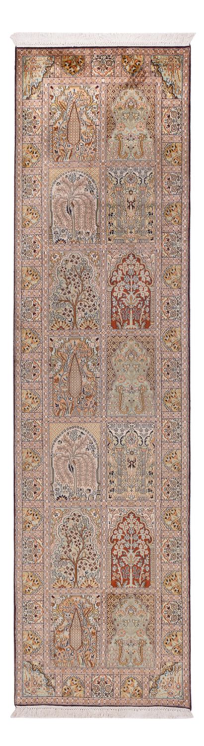 Kaschmir Seide Teppich 78x296cm - Orientteppich - dunkelbeige