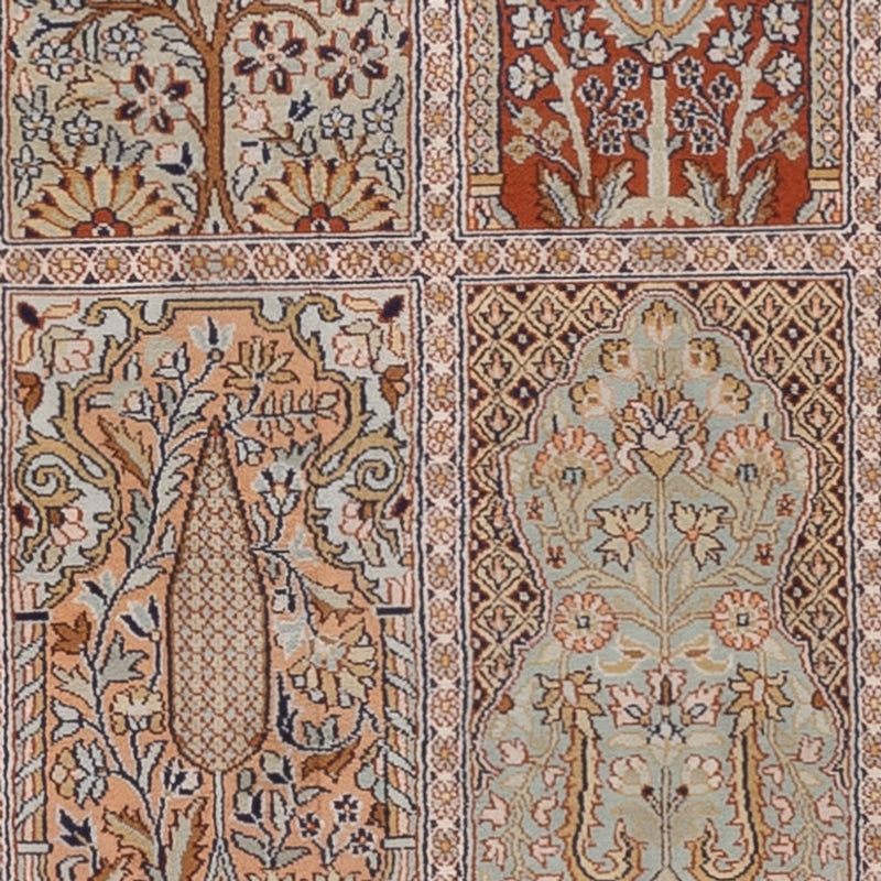 Kaschmir Seide Teppich 78x296cm - Orientteppich - dunkelbeige