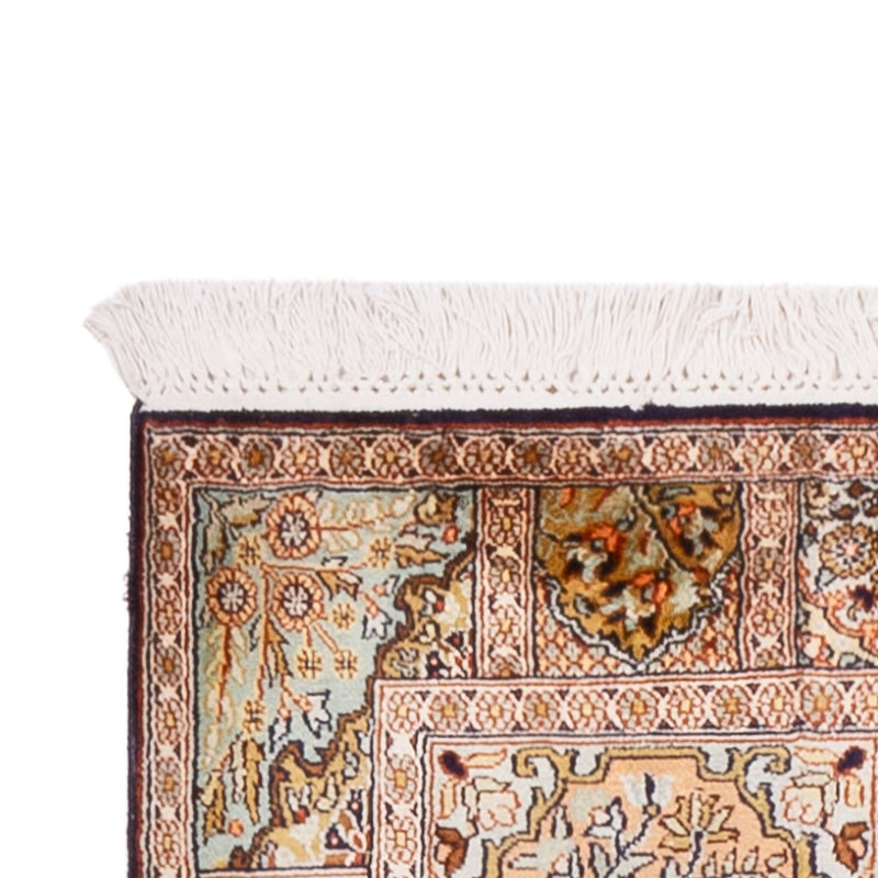 Kaschmir Seide Teppich 78x296cm - Orientteppich - dunkelbeige