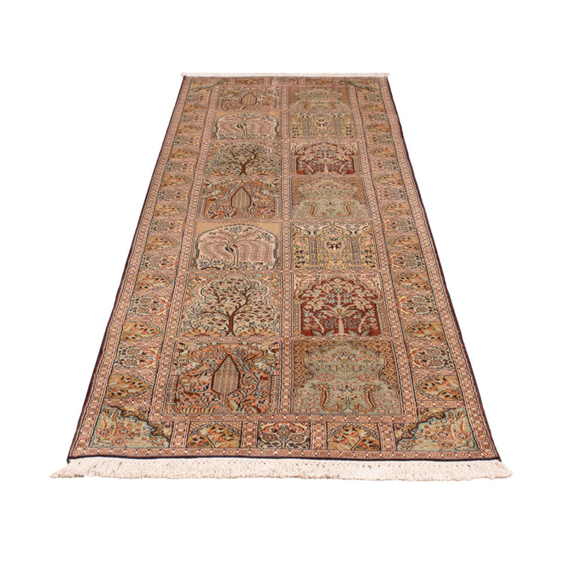 Kaschmir Seide Teppich 78x296cm - Orientteppich - dunkelbeige