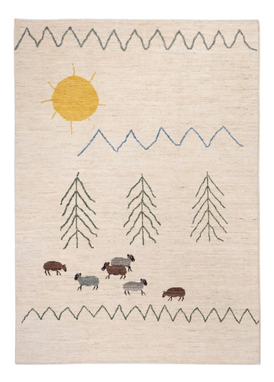 Berber Teppich 172x241cm - Wollteppich - natur