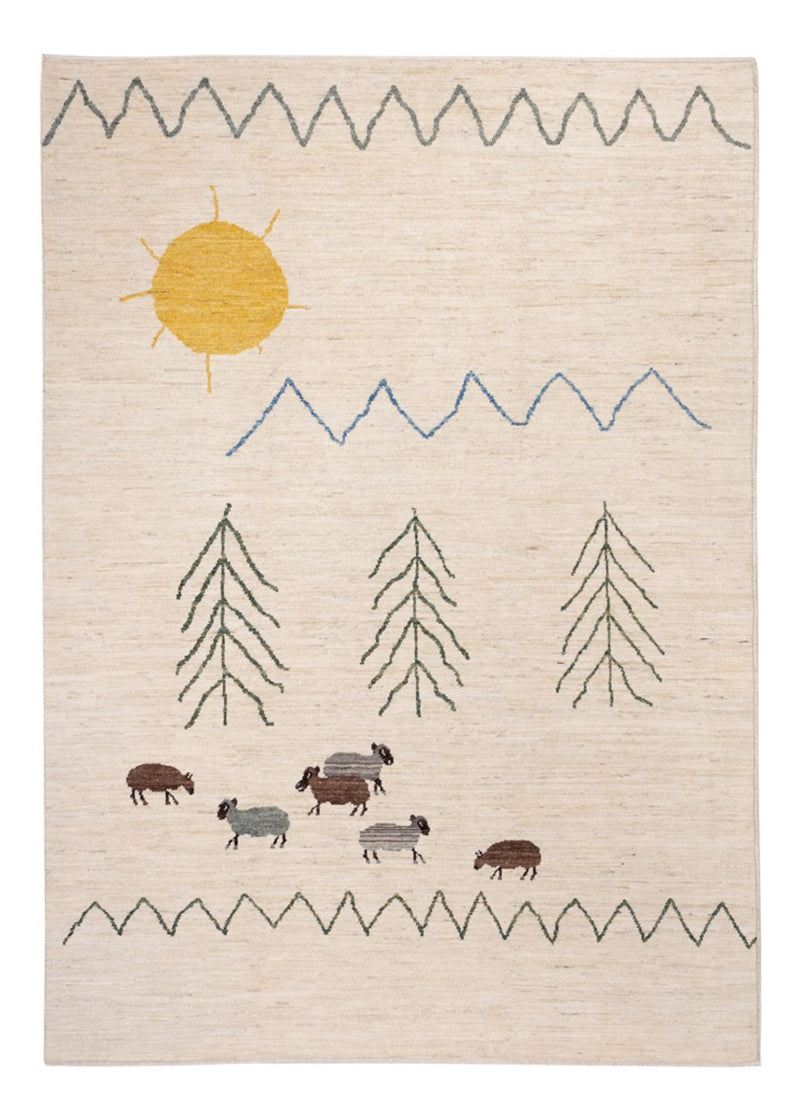 Berber Teppich 172x241cm - Wollteppich - natur