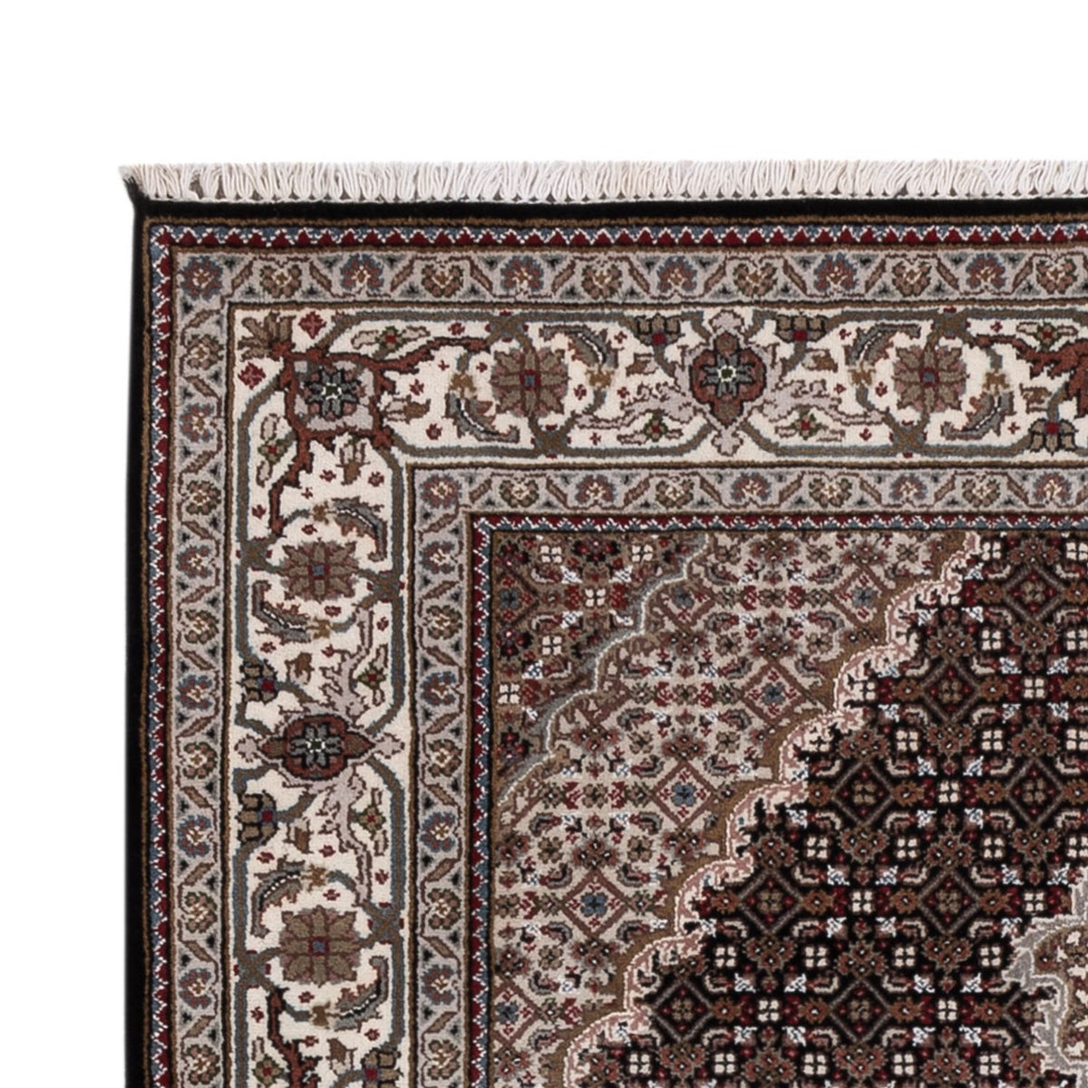 Indo Täbriz Teppich 141x196cm - Orientteppich - dunkelgrau