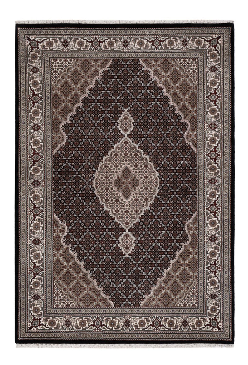 Indo Täbriz Teppich 141x204cm - Orientteppich - dunkelgrau