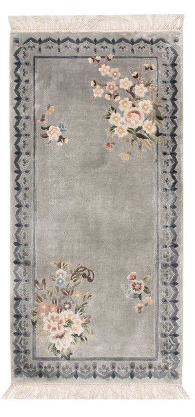 China Seide Teppich 60x124cm - Orientteppich - silber