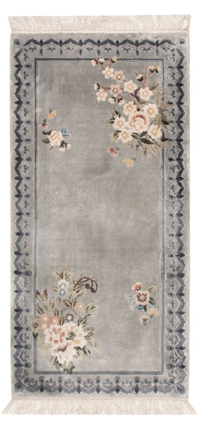 China Seide Teppich 60x124cm - Orientteppich - silber