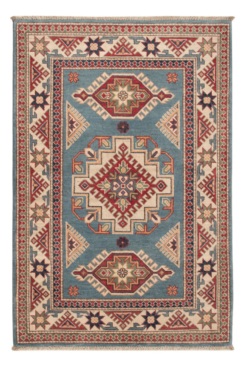 Kazak Teppich 96x146cm - Orientteppich - hellblau