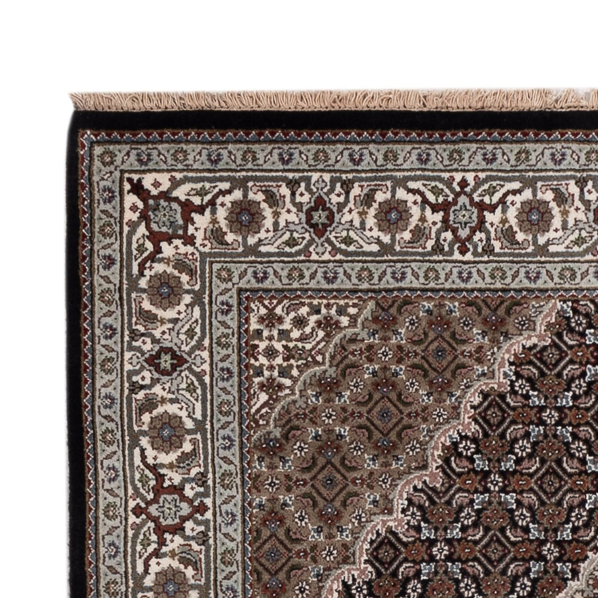 Indo Täbriz Teppich 123x188cm - Orientteppich - dunkelbeige