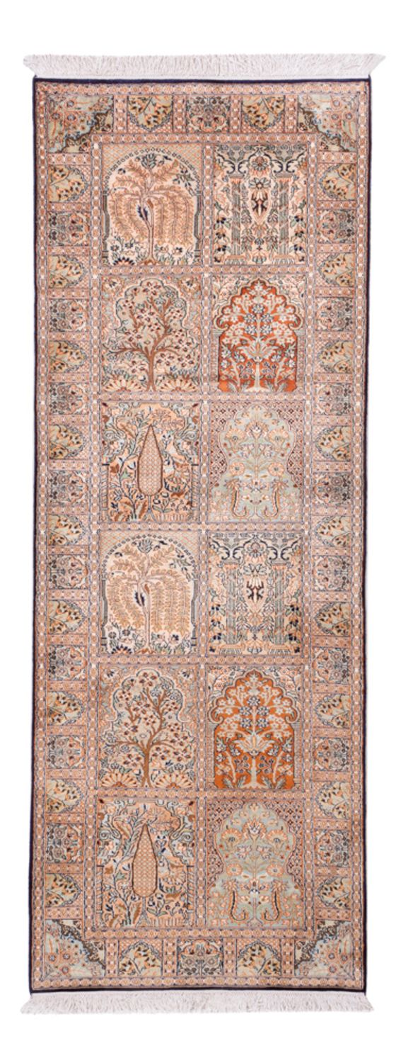 Kaschmir Seide Teppich 80x236cm - Orientteppich - dunkelbeige