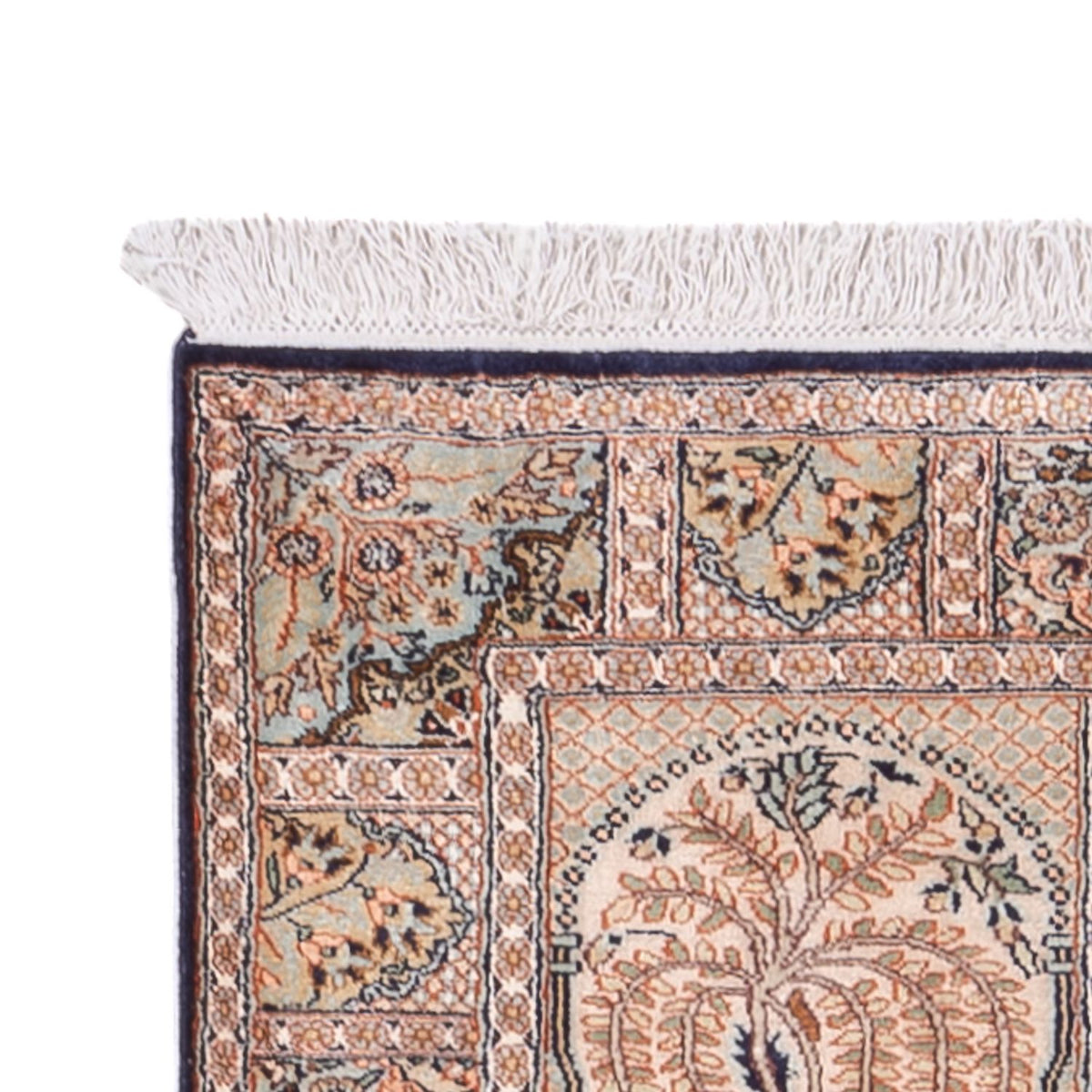 Kaschmir Seide Teppich 80x236cm - Orientteppich - dunkelbeige