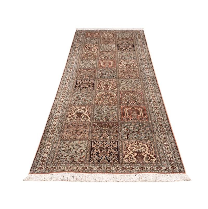 Kaschmir Seide Teppich 77x301cm - Orientteppich - dunkelbeige