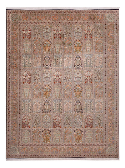 Kaschmir Seide Teppich 274x362cm - Orientteppich - dunkelbeige