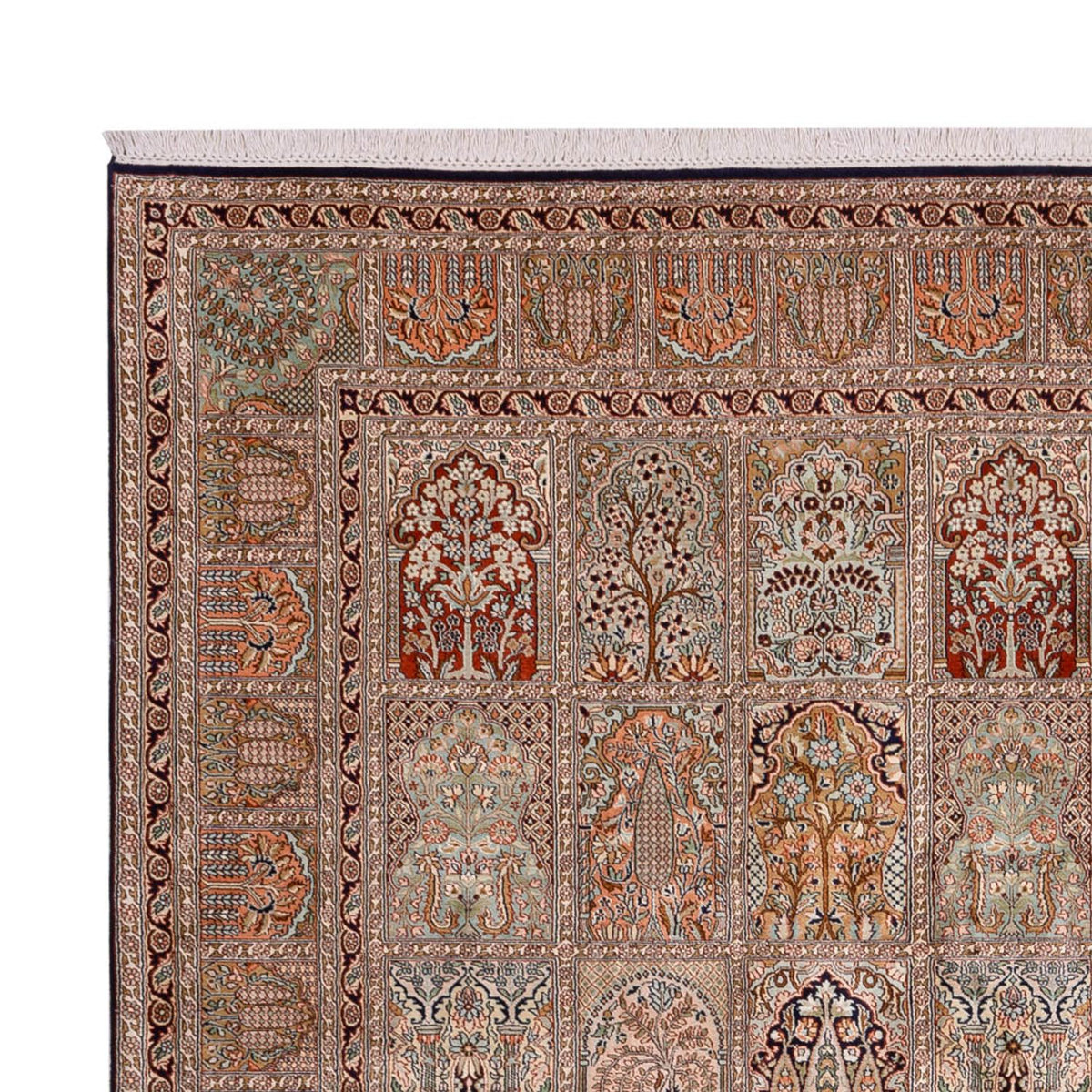 Kaschmir Seide Teppich 274x362cm - Orientteppich - dunkelbeige