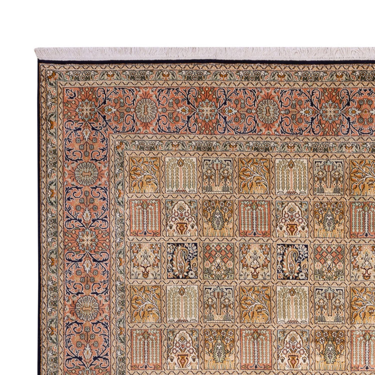 Kaschmir Seide Teppich 246x330cm - Orientteppich - dunkelbeige