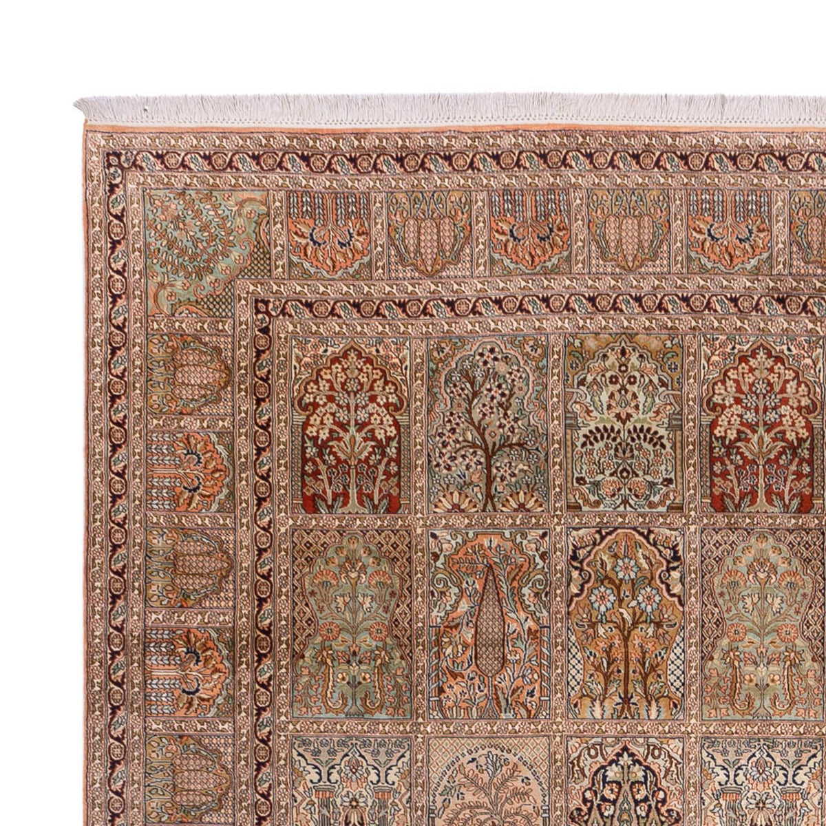Kaschmir Seide Teppich 298x403cm - Orientteppich - dunkelbeige