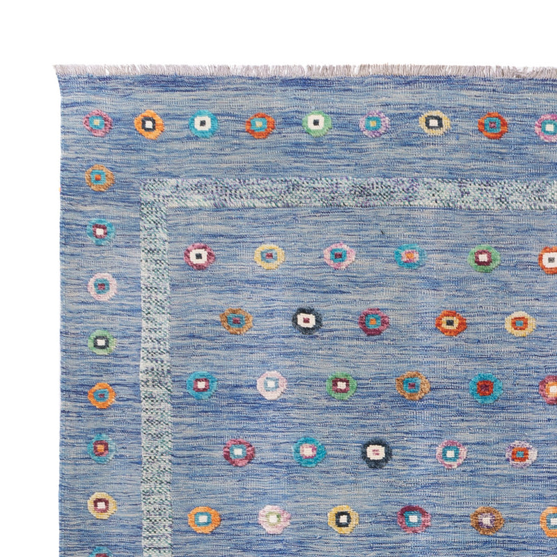 Kelim Maimene Teppich 243x352cm - blau