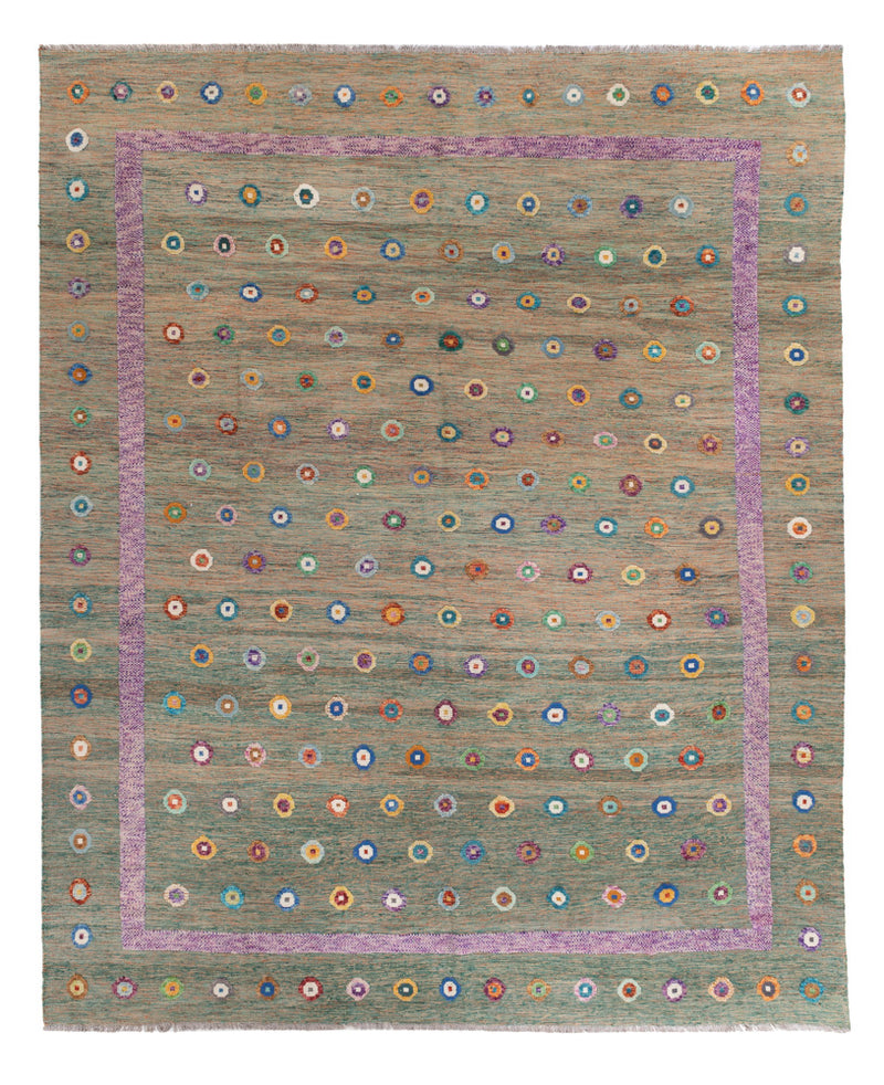 Kelim Maimene Teppich 313x394cm - grün