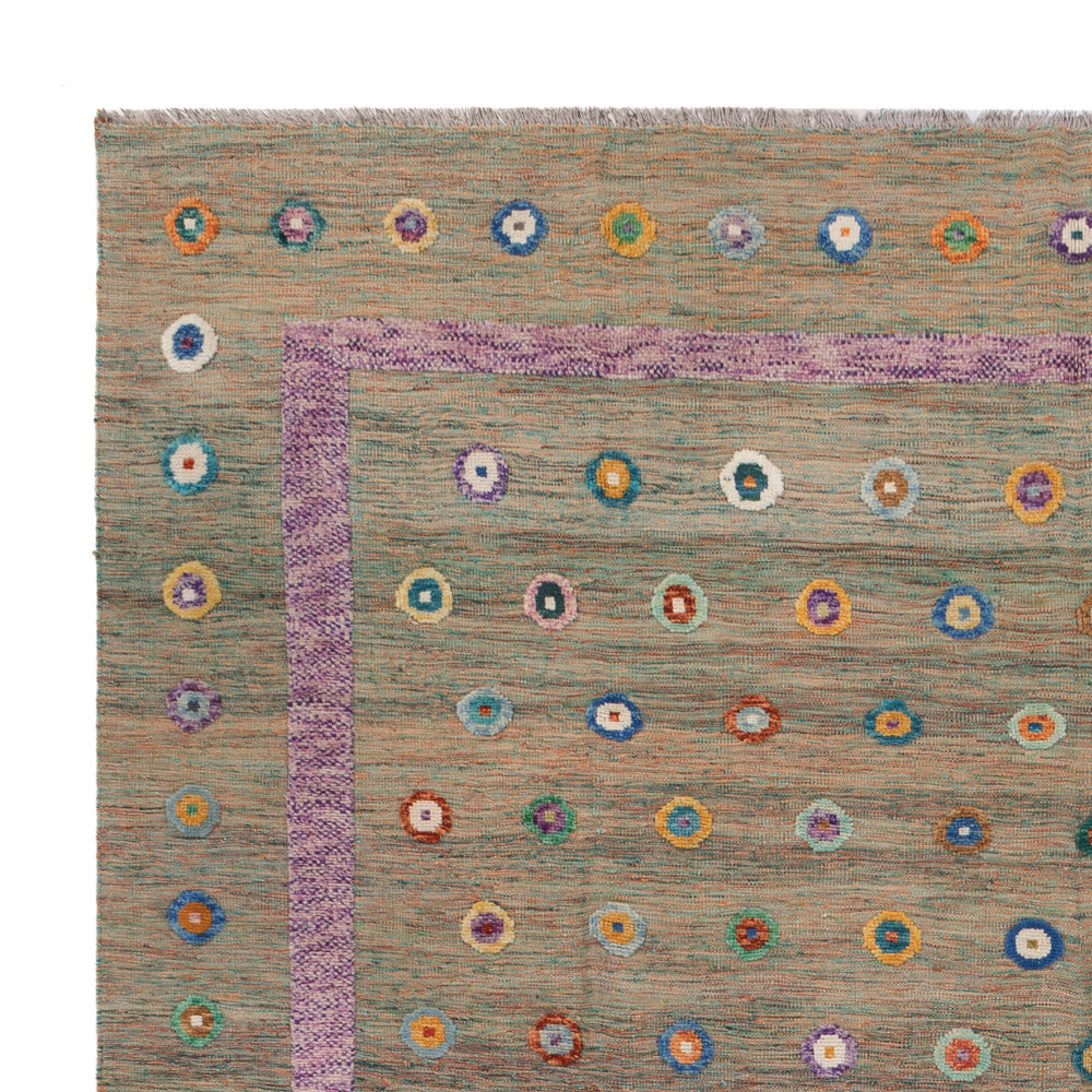 Kelim Maimene Teppich 313x394cm - grün