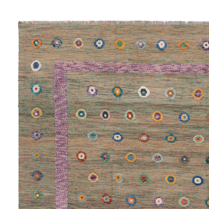 Kelim Maimene Teppich 313x394cm - grün