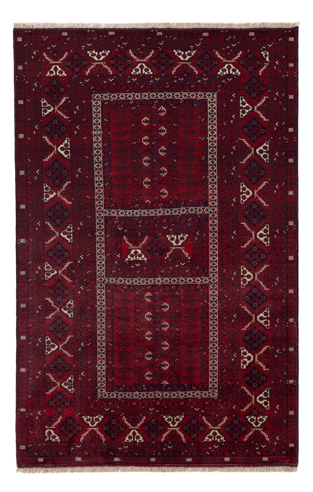 Afghan Teppich - 153 x 240 cm - dunkelrot