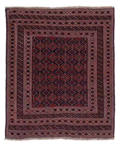 Kelim Afghan Teppich 161x187cm - dunkelrot