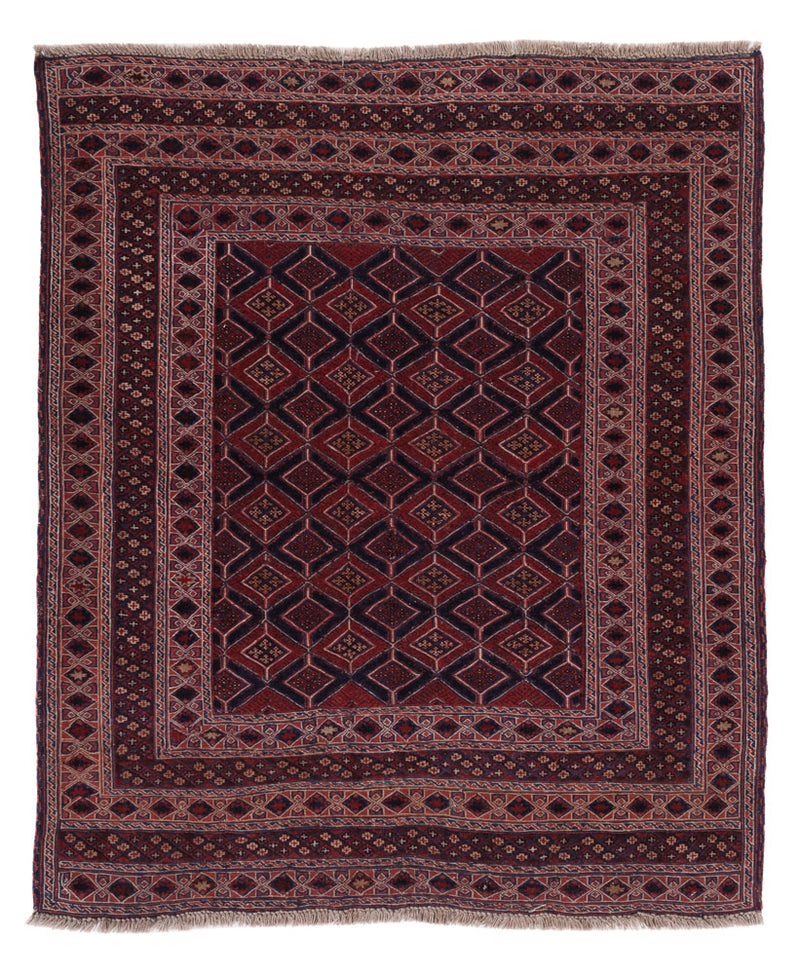 Kelim Afghan Teppich 161x187cm - dunkelrot